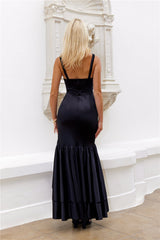 Twilight Luxe Satin Maxi Dress Black
