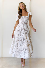 Petal Poise Midi Dress White