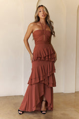 Zephyr Halter Maxi Dress Rust