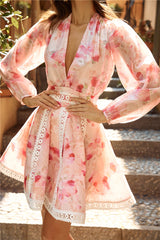 HELLO MOLLY Floral Frenzy Long Sleeve Bodysuit Pink