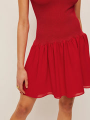 Sleeveless Knit Chiffon Dress