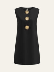 Metal Decor Sleeveless Mini Dress