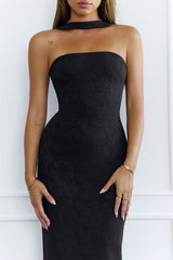Stylish Fusion Halter Maxi Dress Black
