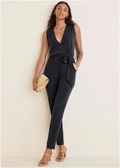Wrap Tie Jumpsuit Jet Black