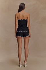 Judith Strapless Scallop Top Black