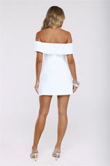 Tailored Allure Off Shoulder Mini Dress White