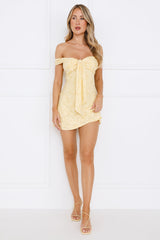 Galactic Off Shoulder Mini Dress Yellow