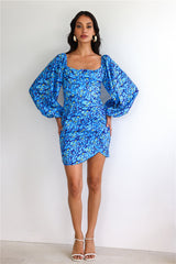 Springtime Bloom Mini Dress Blue
