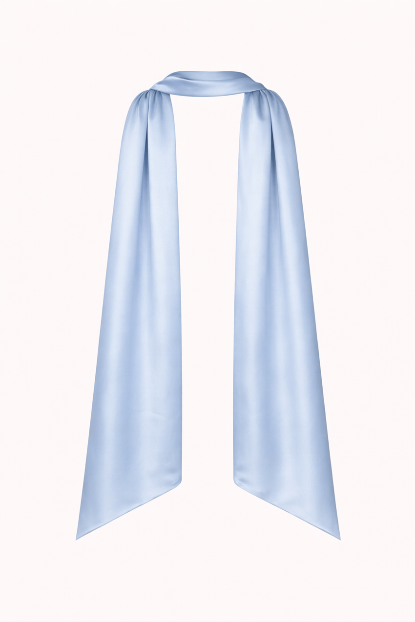 Satin Neck Scarf Light Blue