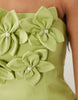 ASOS LUXE bandeau linen corsage detail mini dress in pistachio
