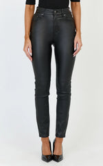Whinnie Jeans - High Waist Skinny Coated Denim Jeans in Black