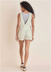 V Back Denim Overalls White Denim