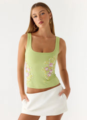 Michele Floral Top Lime