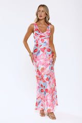 Hot Girl Hours Satin Maxi Dress Floral