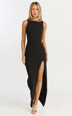 Boat Neck Bodycon Dress in Black
