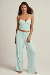 Modal Mid Rise Pyjama Trousers in Mint