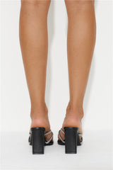 BILLINI Karson Heels Black Crinkle Diamante