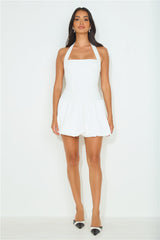 Perfect Personality Halter Mini Dress White