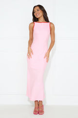 Country Summer Linen Blend Maxi Dress Pink