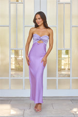 Cotton Candy Kisses Strapless Satin Maxi Dress Purple