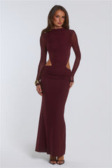 Star Crossed Moment Long Sleeve Maxi Dress Wine