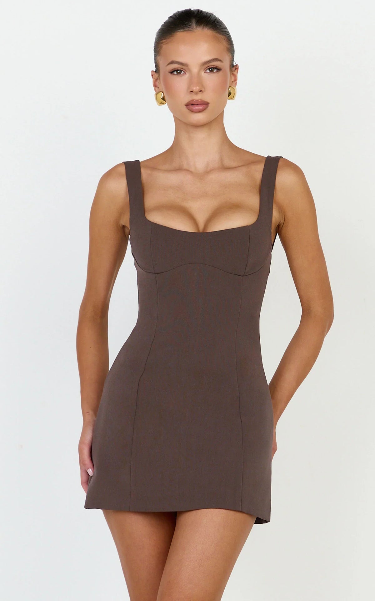 Zaria Mini Dress - Panel Dress in Mocha