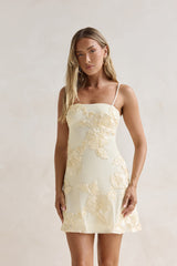 Songs Written Mesh Mini Dress Yellow