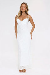 Moonlit Veil Lace Maxi Dress White