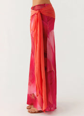 Raya Maxi Skirt Peach Watermelon Flower