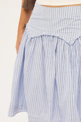 Perfect Stranger Montel Mid Rise Midi Skirt Blue Stripe