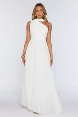 Rosy Romance One Shoulder Maxi Dress White