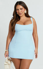 Aretha Mini Dress - Panel Dress in Blue