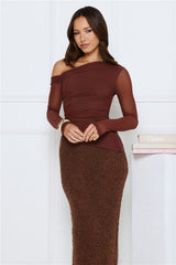 Honey Trap Mesh Long Sleeve Top Brown