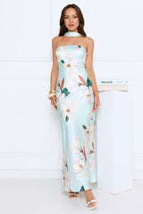 Softly Radiant Satin Maxi Dress Green