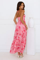 Silken Sunshine Halter Maxi Dress Pink