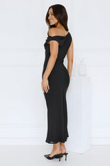 Xenia Off Shoulder Midi Dress Black