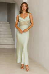 Permission To Party Satin Maxi Dress Sage