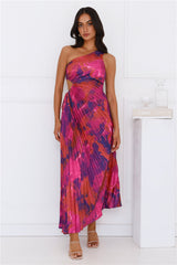 Fashionista’s Night Out One Shoulder Satin Maxi Dress Purple