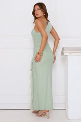 Neon Nectar One Shoulder Mesh Maxi Dress Sage