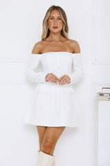 Captivating Girl Off Shoulder Mini Dress White