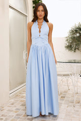 Luxe Celebration Halter Maxi Dress Blue