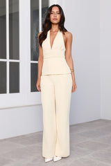 Linear Mood High Rise Straight Leg Tailored Pants Lemon