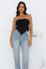 Sweet Berry Strapless Crop Top Black