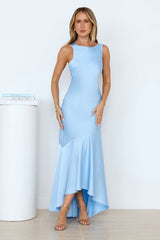 Bespoke Beauty Satin Maxi Dress Blue
