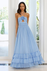 Enchanted Bloom Halter Maxi Dress Blue