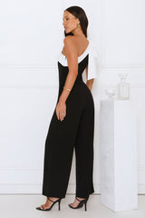 Power Pose One Shoulder Jumpsuit Black