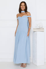 The Style Spotlight Off Shoulder Maxi Dress Blue