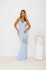 Radiant Sparkle Sequin Maxi Dress Blue