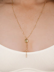Polished Pebble Crystal Chain Lariat