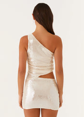 Seranella One Shoulder Mini Dress Ivory